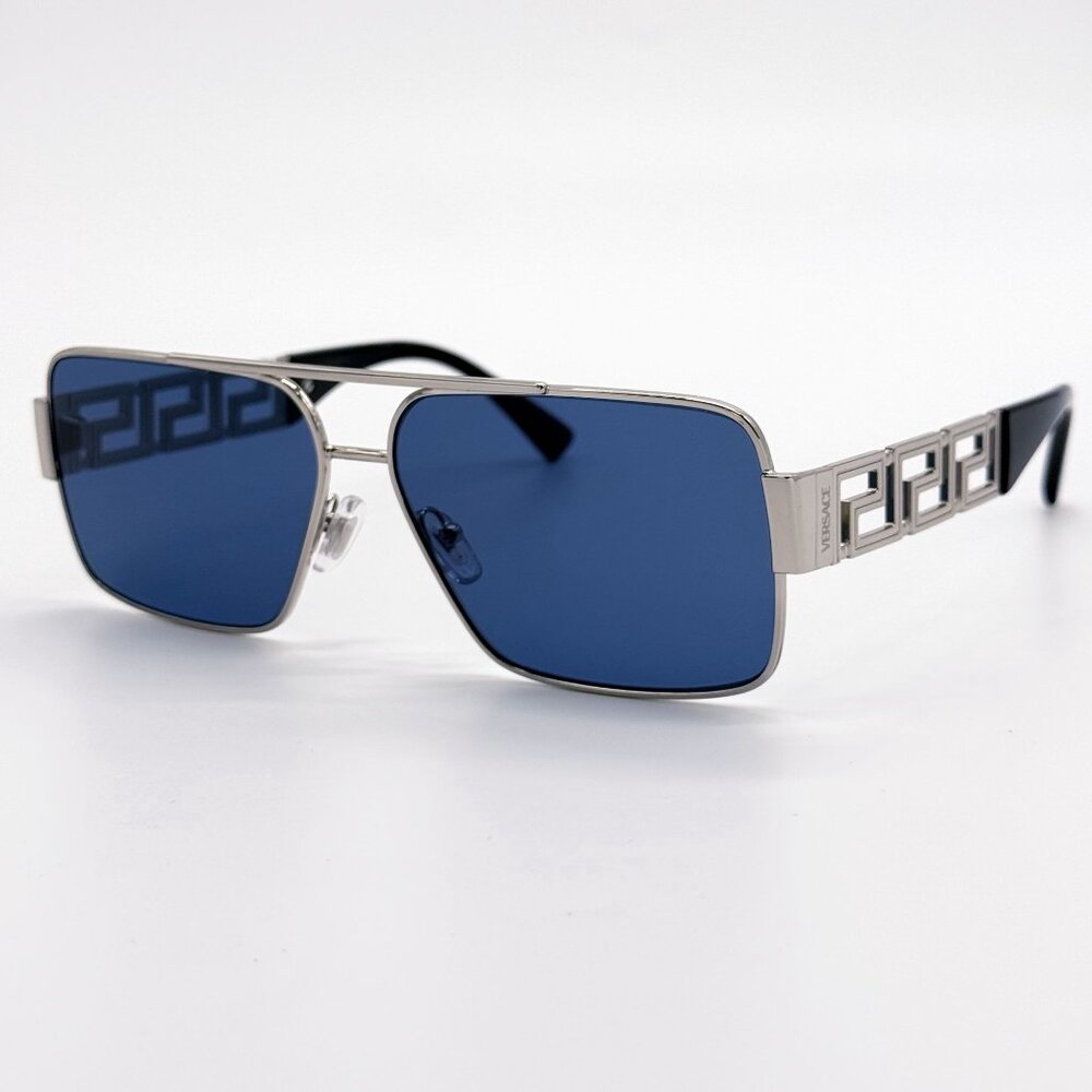 NEW VERSACE SUNGLASSES VE2290 100180 SILVER/BLUE UNISEX EYEWEAR VE2290 1001/80